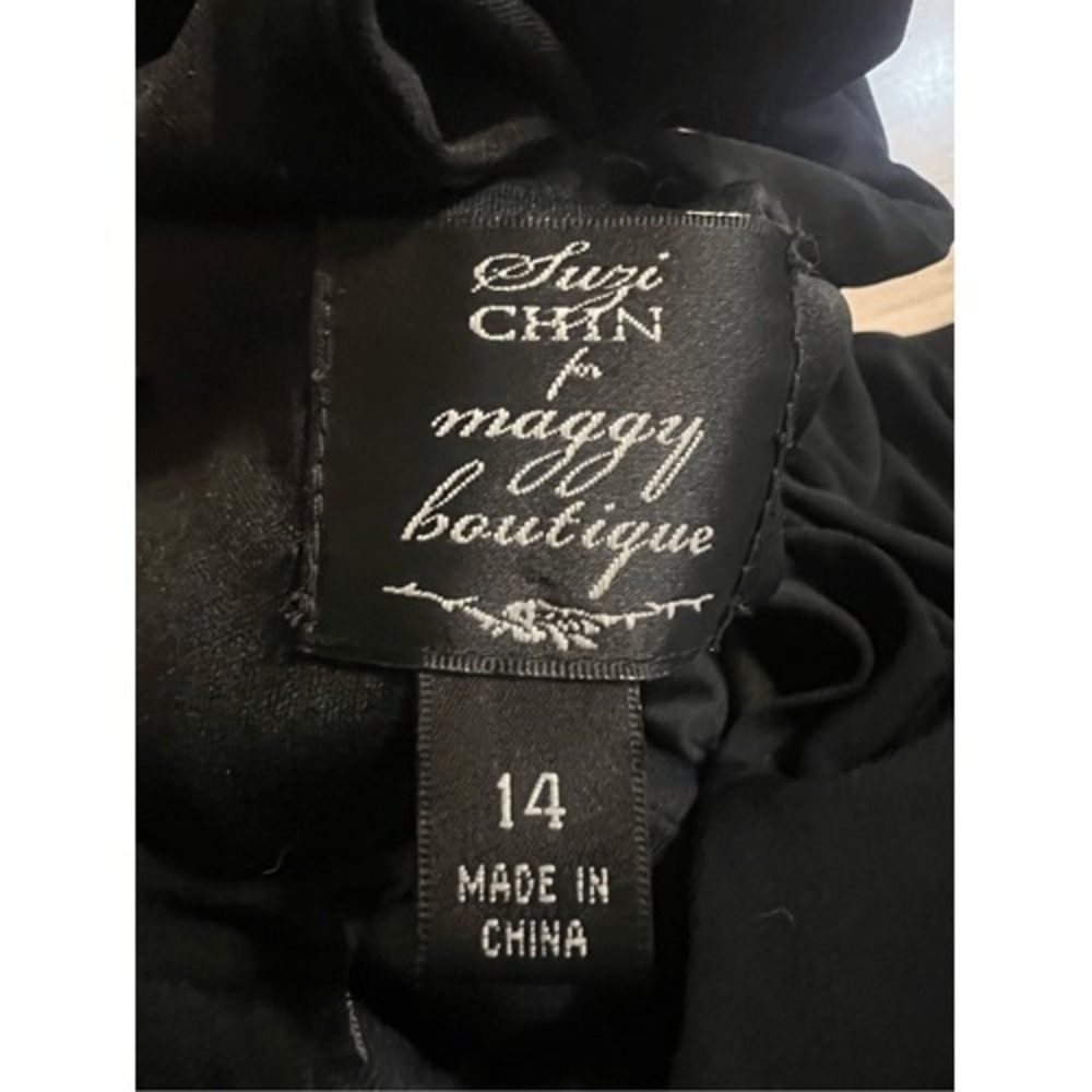 Suzi Chin Maggie Boutique Little Black Dress Sleeveless With Mock Halter Style N - Picture 5 of 6
